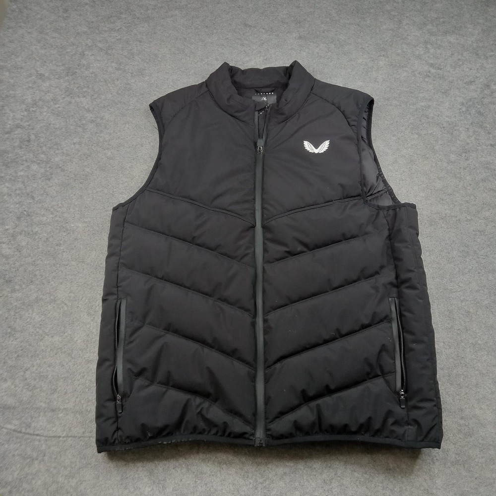 Castore Vest Mens 2XL Black Quilted Puffer Full Zip Insulated Outdoor Sports‎
